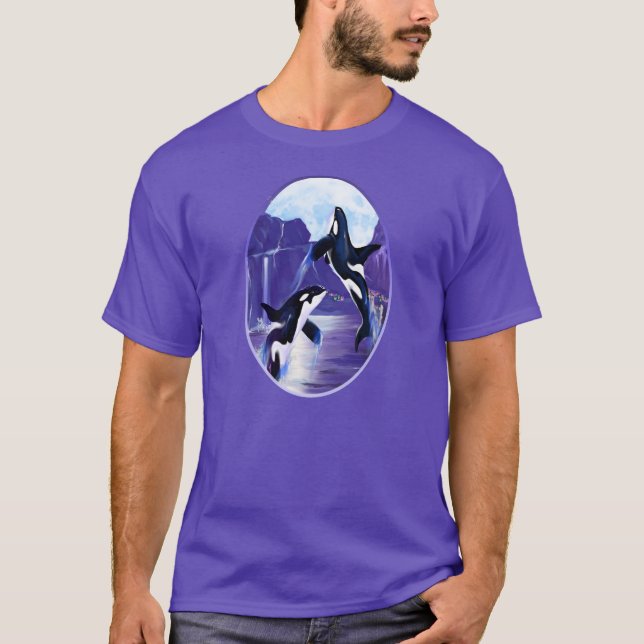 Camiseta Orcas em uma baía (Frente)