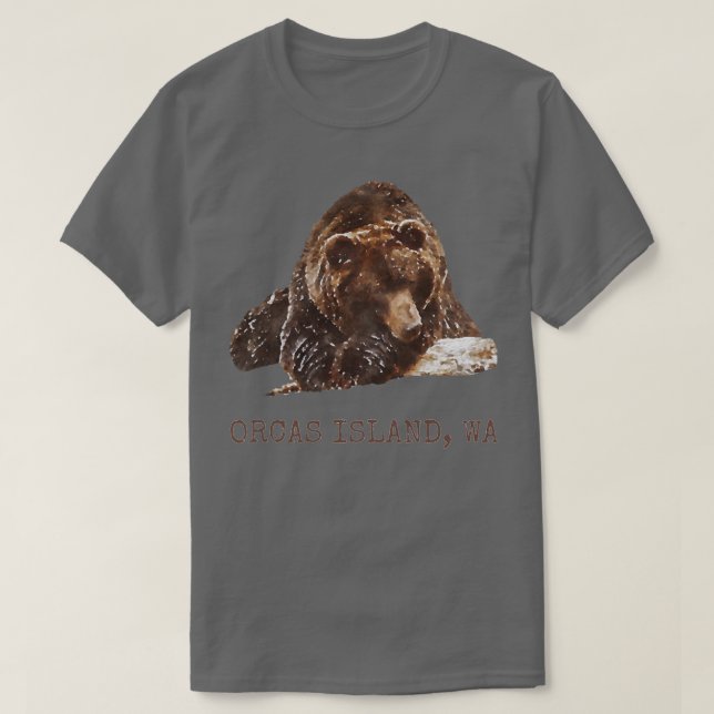 Camiseta Orcas Island Brown Grizzly Bear In Snow Washington (Frente do Design)