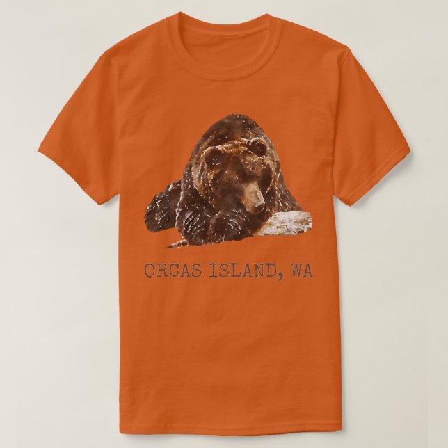Camiseta Orcas Island Brown Grizzly Bear In Snow Washington (Frente do Design)