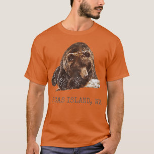 Camiseta Orcas Island Brown Grizzly Bear In Snow Washington