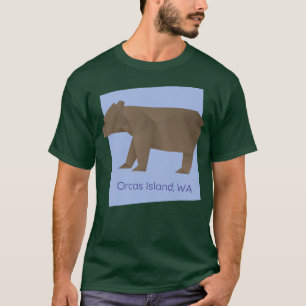 Camiseta Orcas Island Brown Origami Bear Abstrato Geométric
