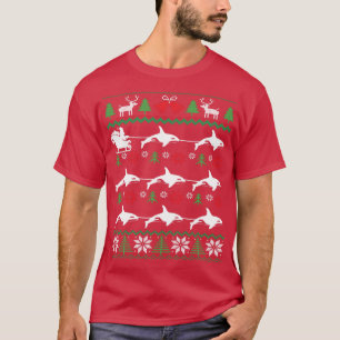 Camiseta Orcas Puxando Papais noeis Baleia Natal