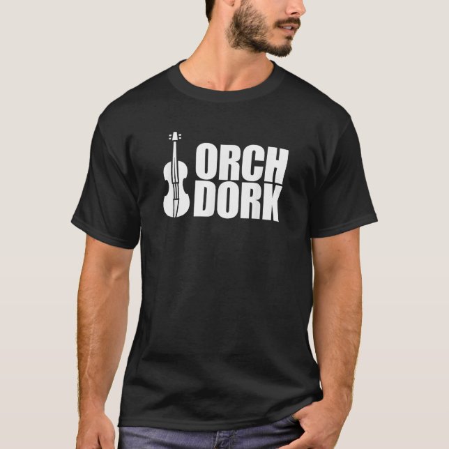 Camiseta Orch Dork com Violin Cello String Instrumento (Frente)