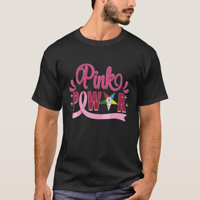 Camiseta Ordem De Alimentação Rosa OES Do Cancer De Mama Es (Frente)