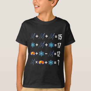 Camiseta Ordem matemática de operação esqui flocos de neve 