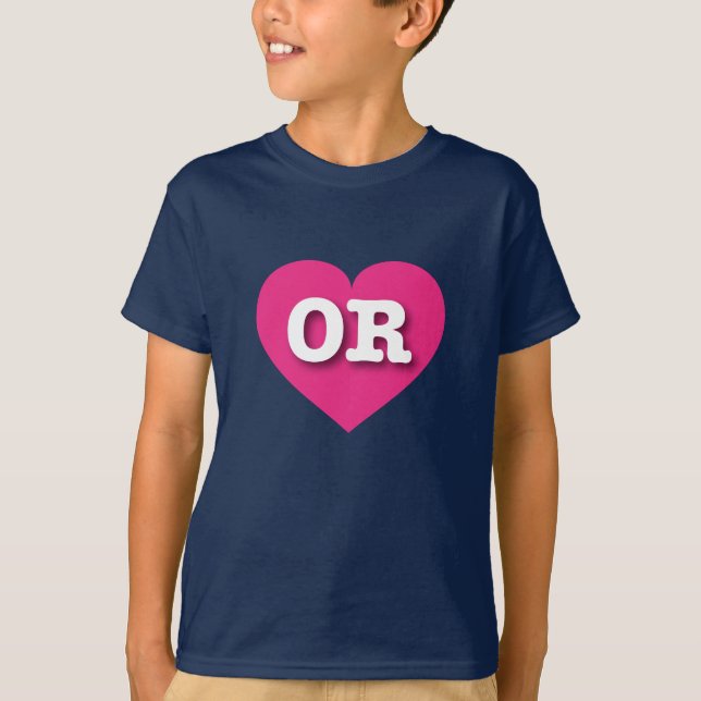 Camiseta Oregon Hot Pink Heart - Eu amo OR (Frente)