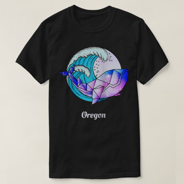 Camiseta Oregon Japanese Paint Geometric Orca Killer Whale  (Frente do Design)