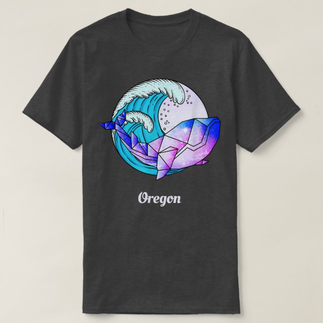 Camiseta Oregon Japanese Paint Geometric Orca Killer Whale  (Frente do Design)