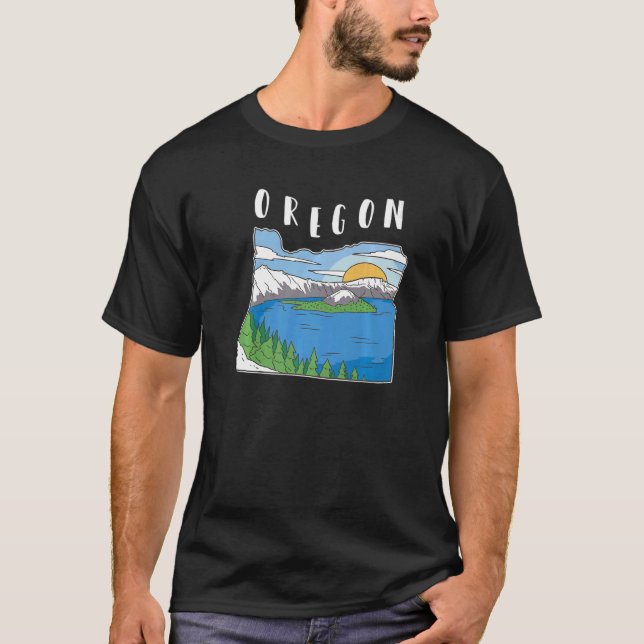 Camiseta Oregon Mountain Nature Landscape (Frente)