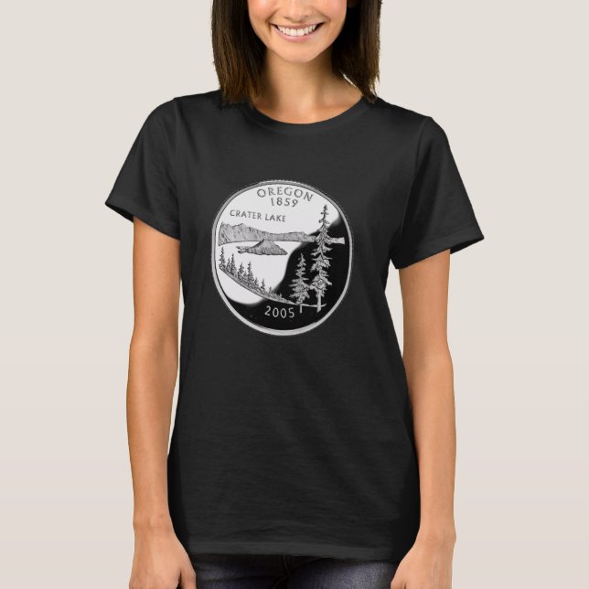 Camiseta Oregon Quarter Coin - Crater Lake 25 Centavos (Frente)