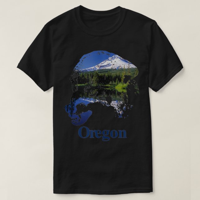 Camiseta Oregon State Wolf Head Mount Hood (Frente do Design)