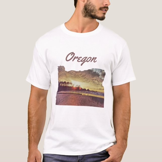 Camiseta Oregon Sunset State Customizable Cutout Tee (Frente)
