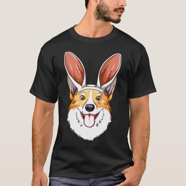 Camiseta Orelhas de coelho de Páscoa Corgi Corgi   (Frente)