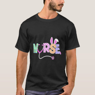 Camiseta Orelhas de coelho de Páscoa de enfermeira Estetosc