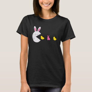 Camiseta Orelhas de Coelho de Videogame de Páscoa Comendo H