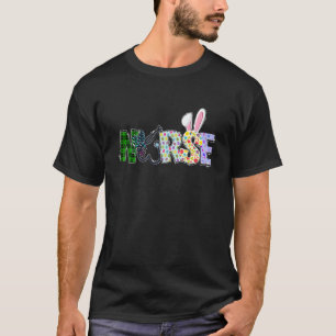 Camiseta Orelhas de Coelho Enfermeira de Páscoa Ovos Felize