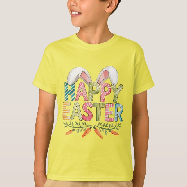 Camiseta Orelhas de Coelho Feliz Páscoa (Frente)