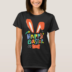 Camiseta Orelhas de coelho fofas feliz páscoa gravata headb