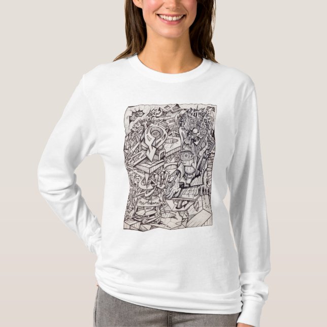 Camiseta Órgão de Preocupações T-Shirt de Longa Folga (Frente)