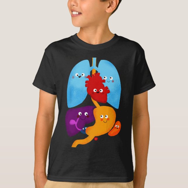 Camiseta Órgãos dos pulmões cardíacos da Anatomia e Fisiolo (Frente)