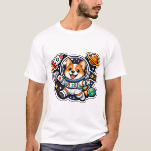 Camiseta orgi Astronaut  Cute Dog no Espaço Recorte