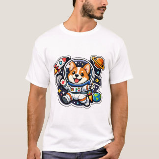 Camiseta orgi Astronaut Cute Dog no Espaço Recorte