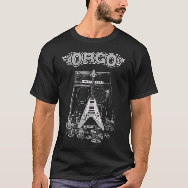 Camiseta ORGO - Amp, Violão E Booze (Frente)