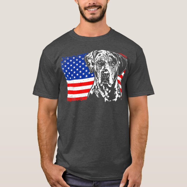 Camiseta Orgulha Catahoula Leopard Cão americano Bandeira (Frente)