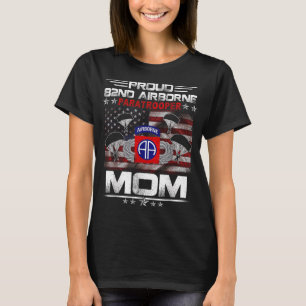 Camiseta Orgulho 82º Paraquedista Aéreo Mãe Bandeira Americ
