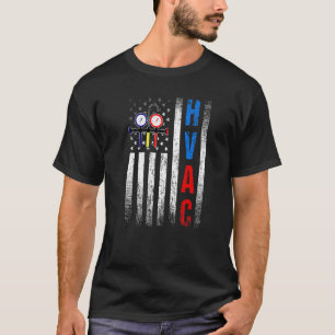 Camiseta Orgulho aflita dos EUA HVAC Tech American Flag HVA