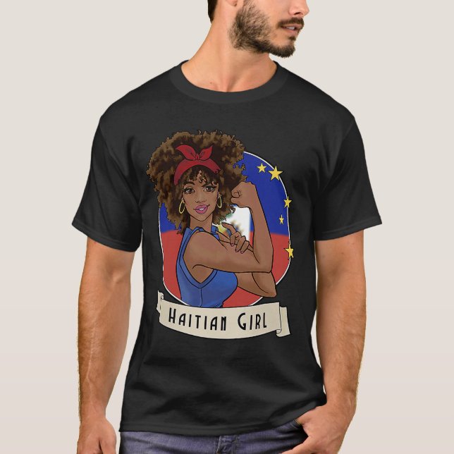 Camiseta Orgulho afro-haitiana haitiana Bandeira Heritag (Frente)
