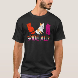 Camiseta Orgulho Ally Cute Três Bandeiras Lésbicas Orgulho