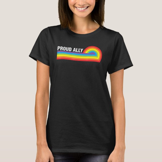 Camiseta Orgulho Ally Rainbow Flag Suporte a Gênero Orgulho (Frente)