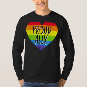 Camiseta Orgulho Ally Rainbow Heart Gay Lgbt Pride Support