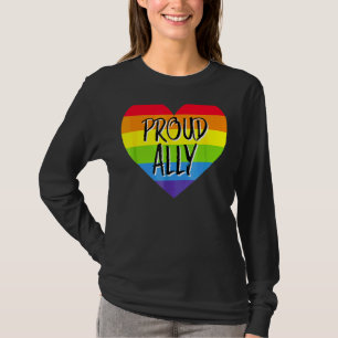 Camiseta Orgulho Ally Rainbow Heart Gay Lgbt Pride Support