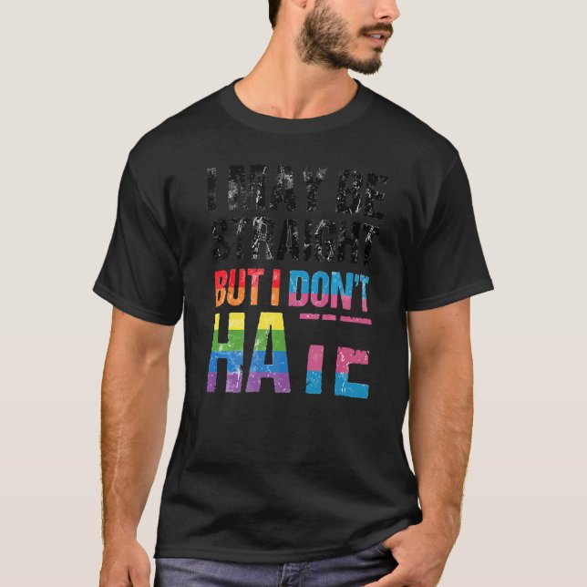 Camiseta Orgulho Allyship Não odeie que eu possa ser Hetero (Frente)