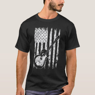 Camiseta Orgulho Americano 4 de Julho Guitarrista Bandeira