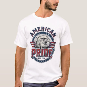 Camiseta Orgulho Americano Águia Design Patriótico Vintage_