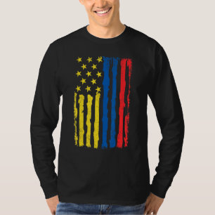 Camiseta Orgulho Americano Colombiano Bandeira Usa Raízes C