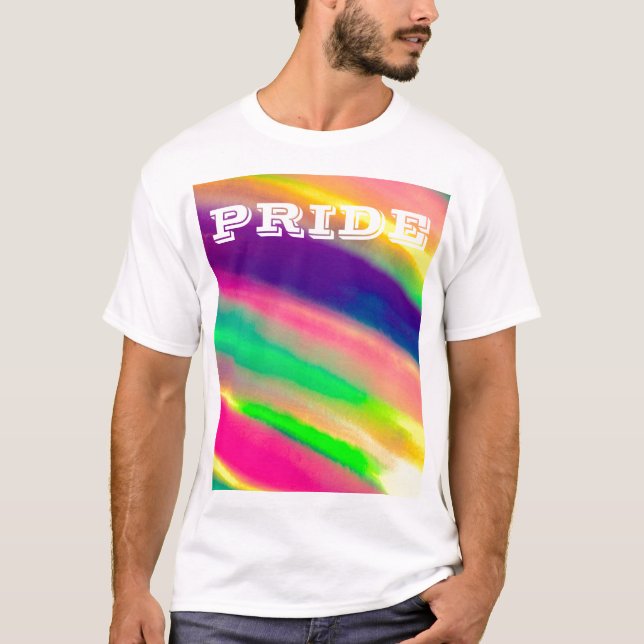 Camiseta Orgulho Arco-íris Aquarela LGBT PixDezines (Frente)