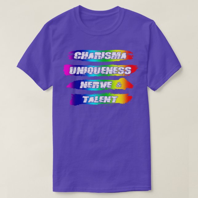 Camiseta Orgulho Arco-Íris de Talento Nervoso Charisma (Frente do Design)