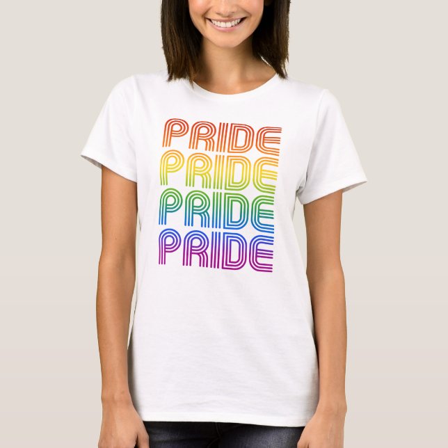 Camiseta Orgulho Arco-Íris Retrô (Frente)