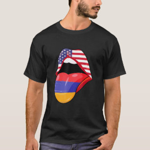 Camiseta Orgulho Armênio EUA Lábios Bandeira Orgulho Armêni