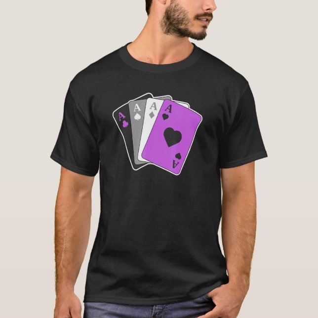 Camiseta Orgulho Asexual Jogando Cartão Lgbtq Orgulho F (Frente)