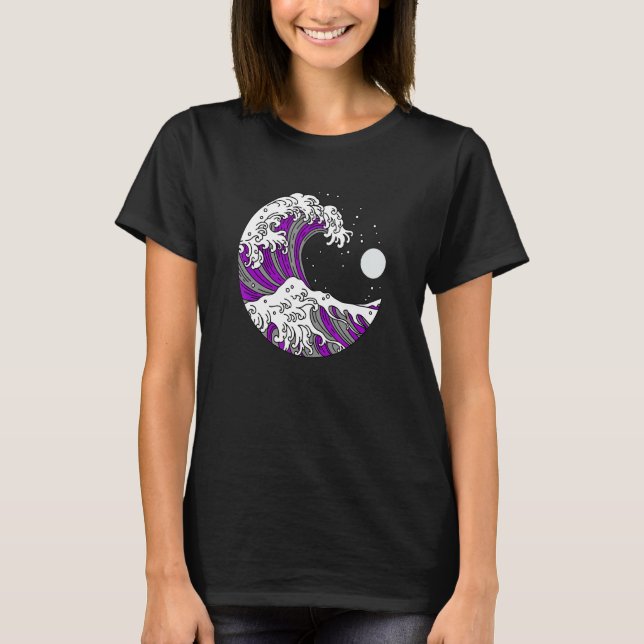 Camiseta Orgulho Asexual Onda Japonesa Lgbtq Sinalizador Ac (Frente)