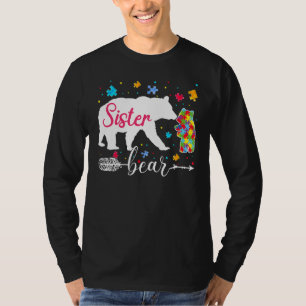 Camiseta Orgulho Autismo Irmã Urso Quebra-cabeça Autismo Ir