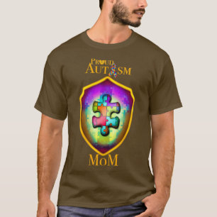 Camiseta Orgulho Autismo Mãe autismo quebra-cabeça shield