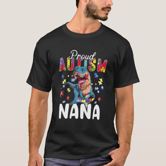 Camiseta Orgulho Autismo Nana Dinossaur T Rex Autismo Consc (Frente)
