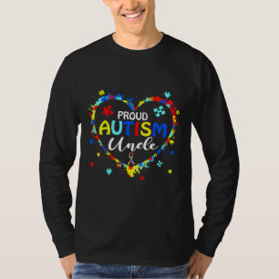 Camiseta Orgulho Autismo Tio Heart Quebra-cabeça Autismo Co