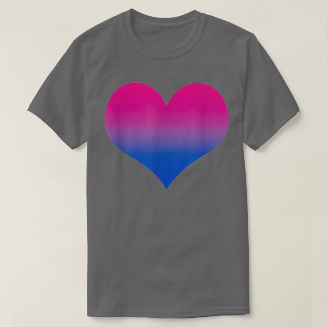 Camiseta Orgulho Bissexual Bi Sinalizador Coração Gradiente (Frente do Design)